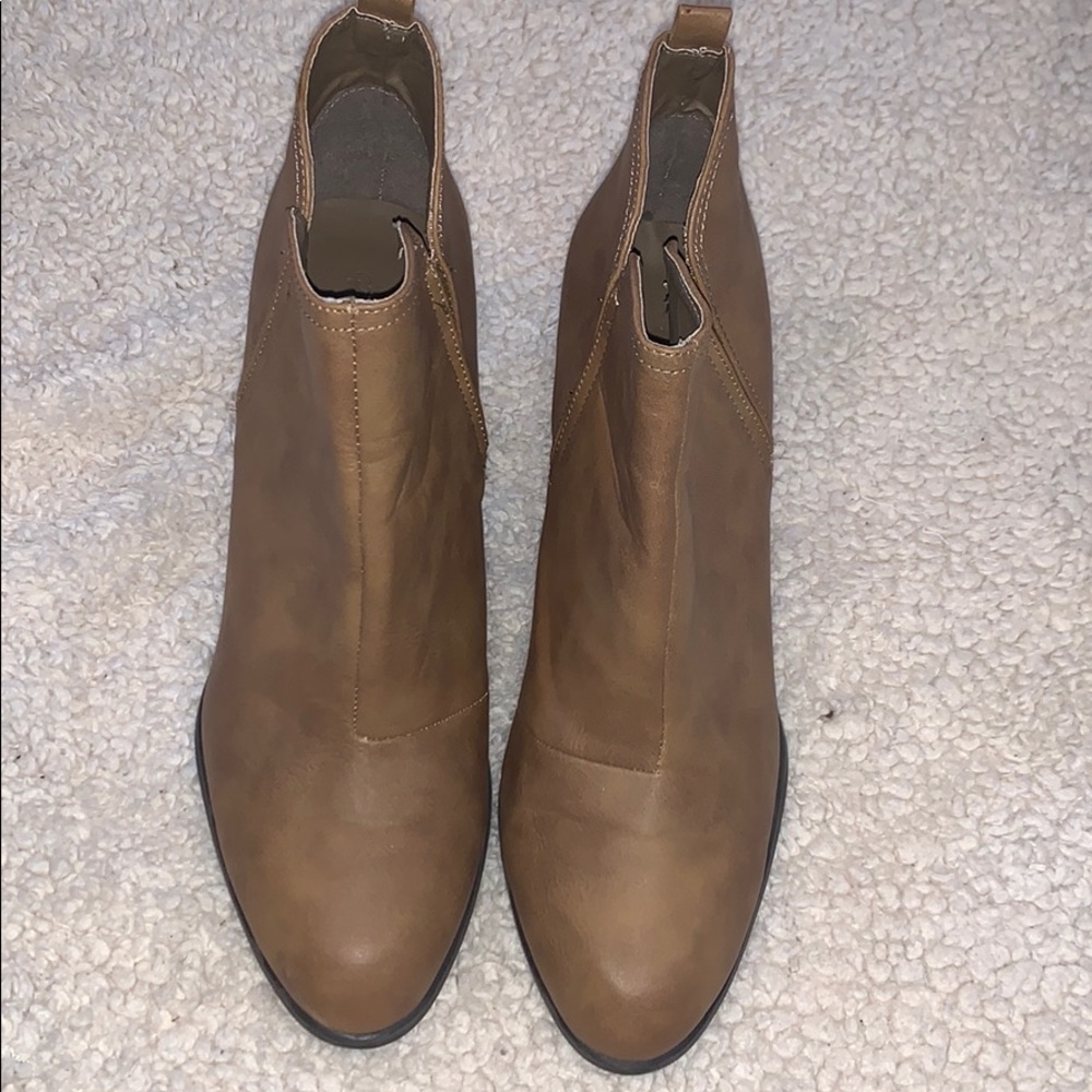 Tan slip on booties